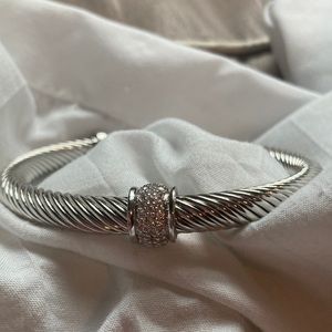 David Yurman mens pave diamond station bracelet